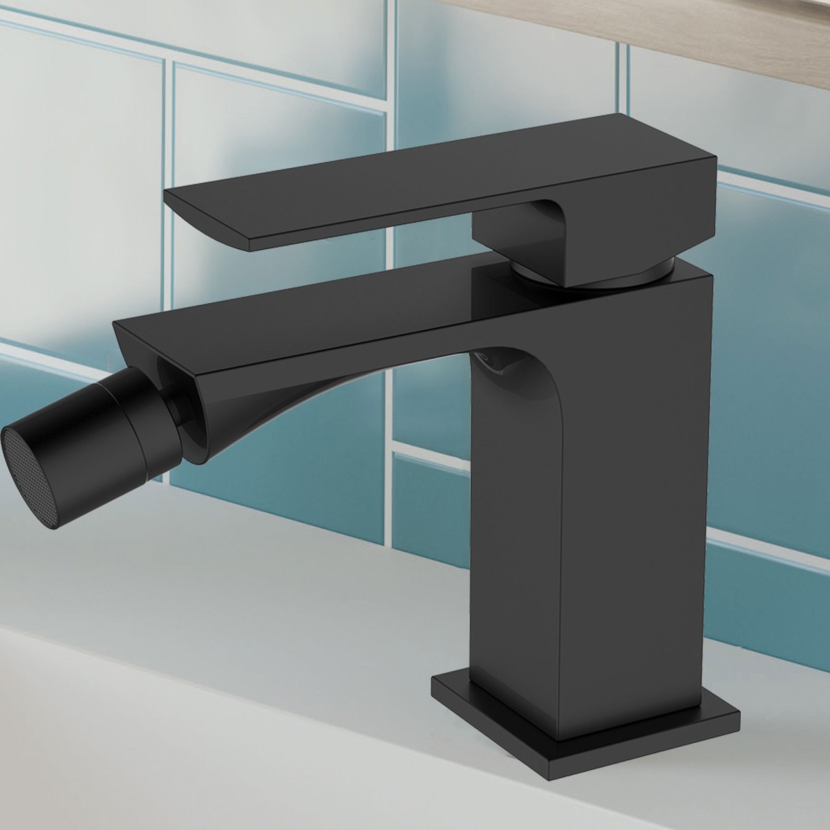 Robinet de bidet carré noir TBOLD Design minimaliste noir