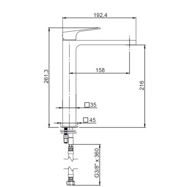 Miscelatore canna alta minimalista per lavabo TEDL