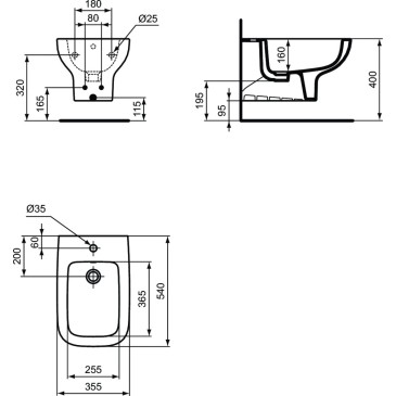 Hängendes Bidet T471801 Life A Ideal Standard Weiß