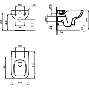 WC suspendu Life A Ideal Standard blanc T471801