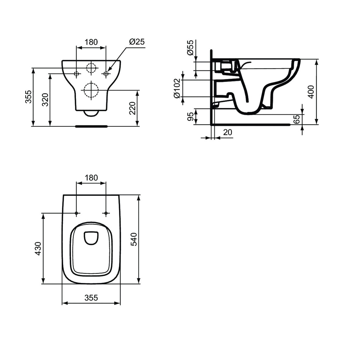 WC suspendu Life A Ideal Standard blanc T471801