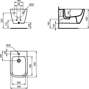 Bidet sospeso in ceramica bianca Life B sospeso T46150