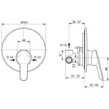 Rubinetto doccia monocomando ad incasso per doccia Alpha A7184AA IDEAL STANDARD