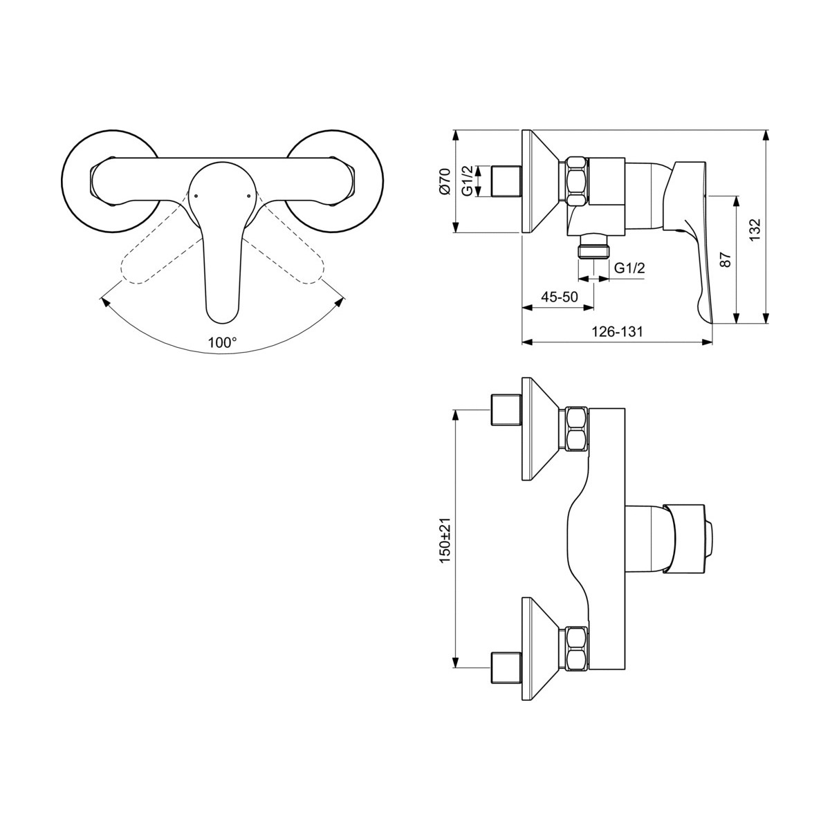 Miscelatore esterno doccia vasca BC488AA Alpha Ideal Standard