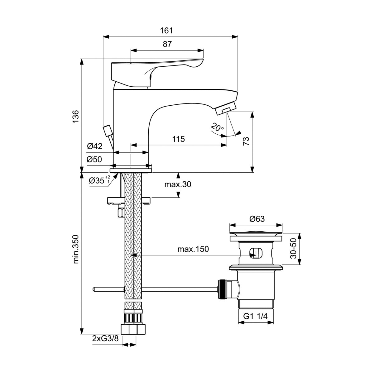 Alpha BC647AA Mitigeur d'évier Ideal Standard