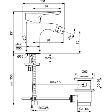 BC652AA Ideal Standard Alpha Bidetmischer