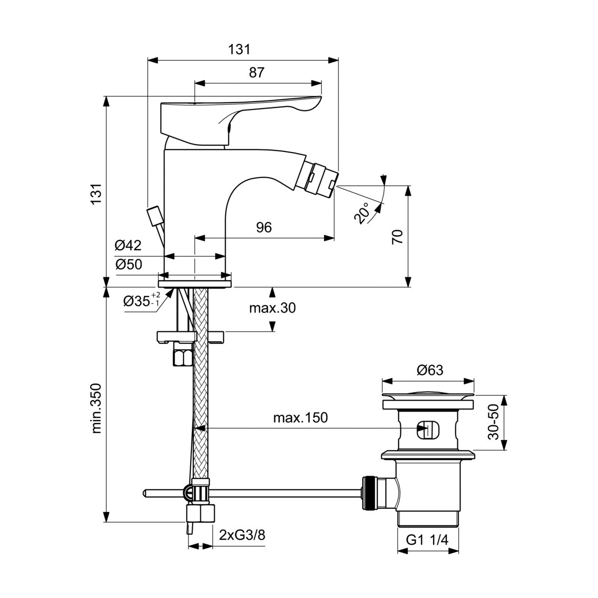 BC652AA Ideal Standard Alpha Bidetmischer