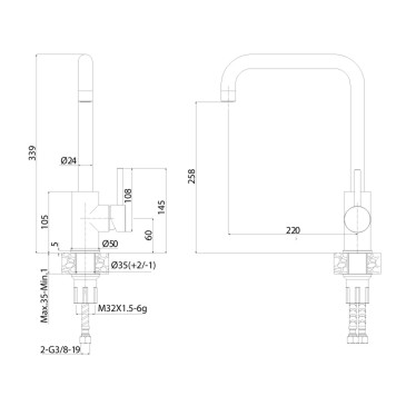 Miscelatore per lavello INOX Lite cartuccia orientabile