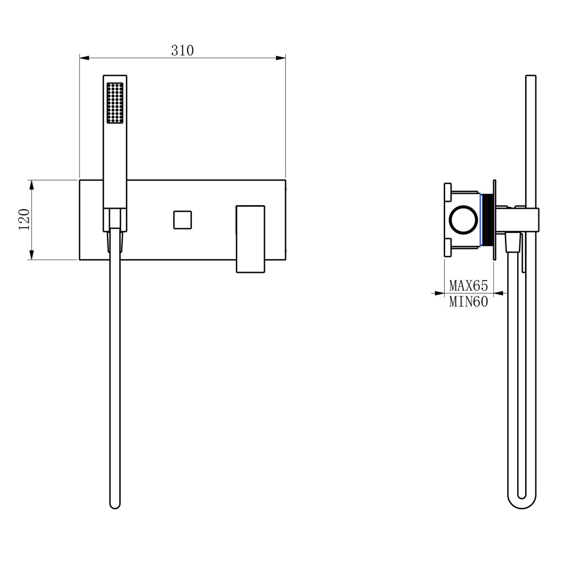 Kit doccia di design quadrato Poseidon