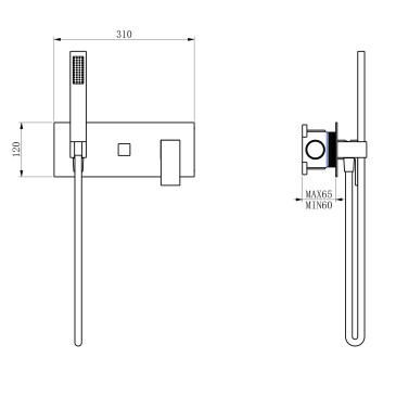 Kit doccia NERO di design quadrato Poseidon