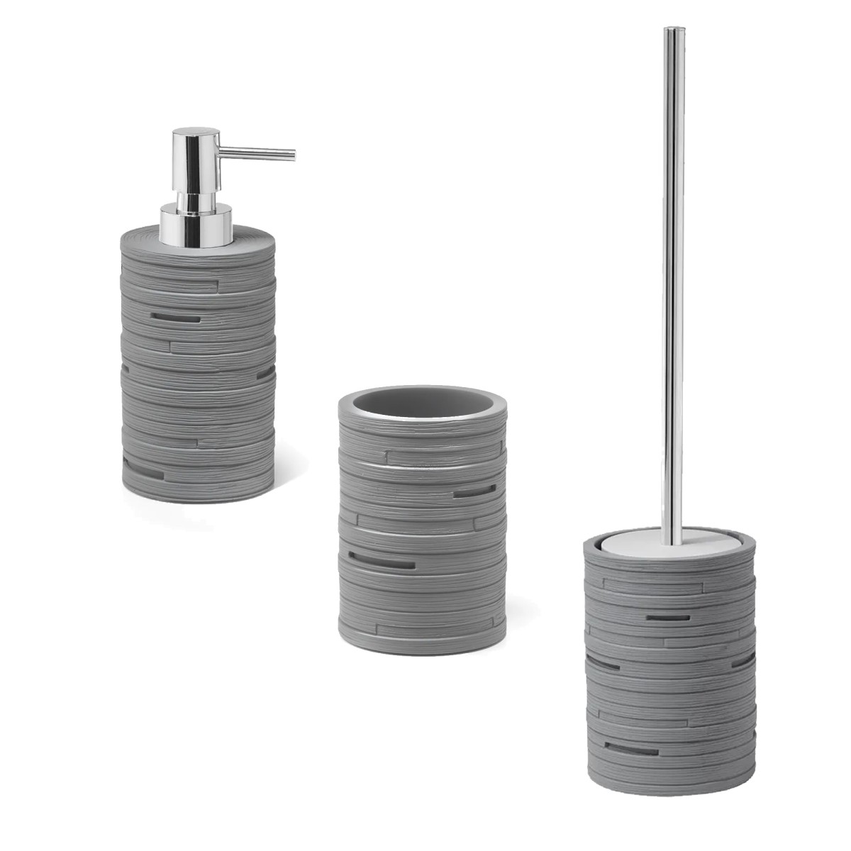 Set da bagno Alin in resina Grigio- Design moderno (3 pz)