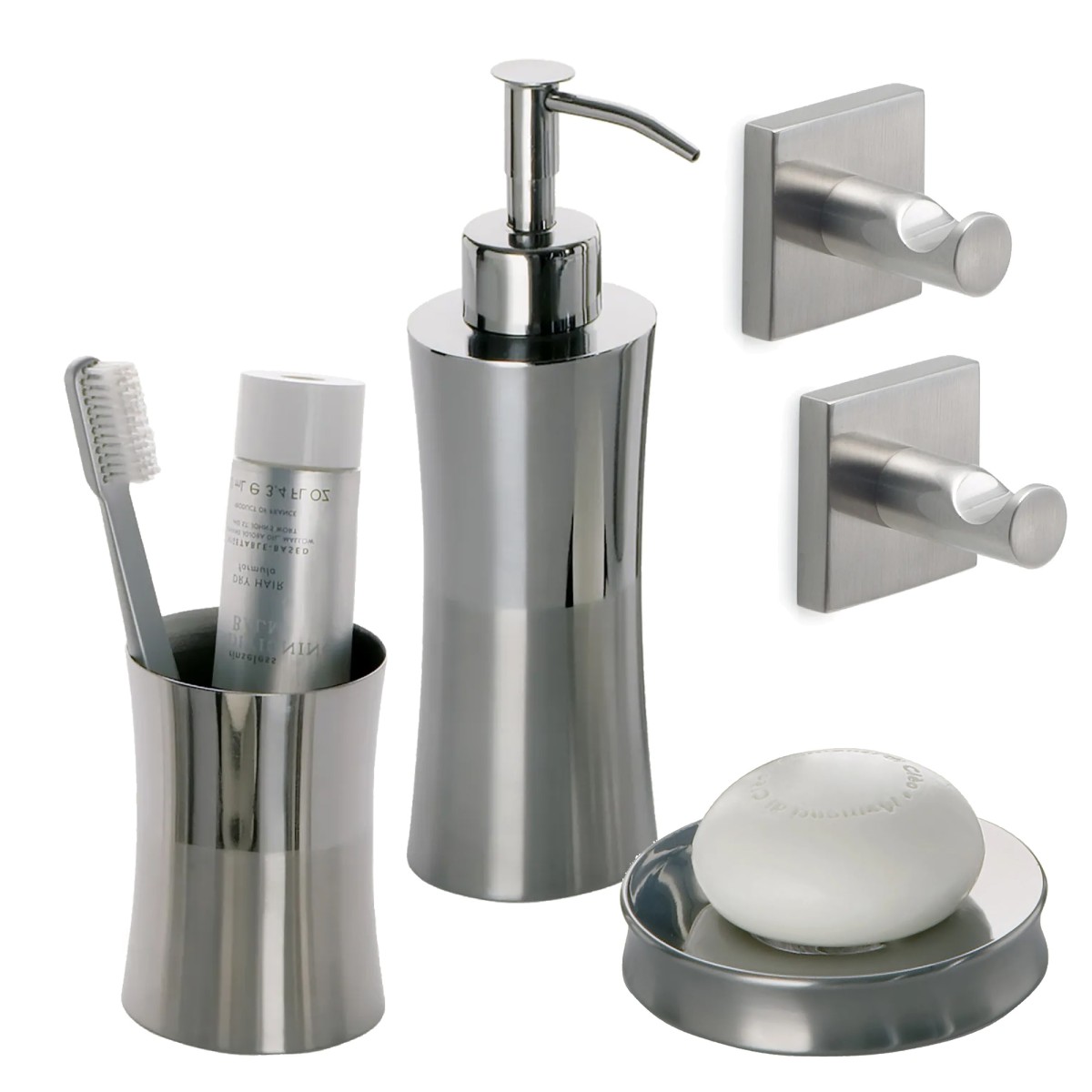 copy of Set Accessori Bagno Inox Spazzolato 3pz FIORE: Porta Saponetta, Spazzolini e Dosa Sapone - Eleganza e Funzionalità