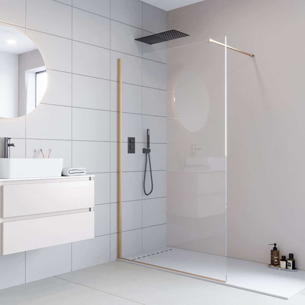 Douche walk-in réversible - Hauteur de 195 cm - OSIRIDE