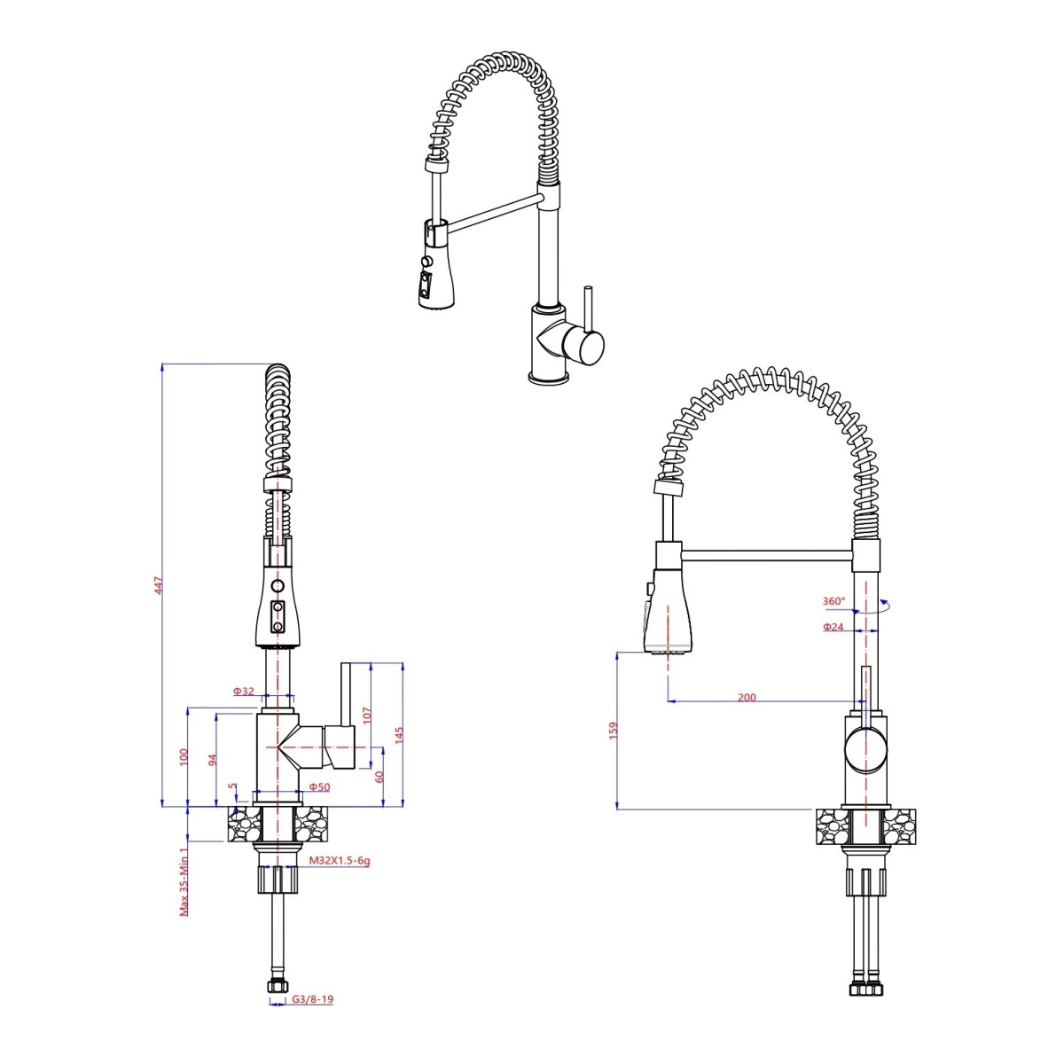 ESSENTIAL (X) - Rubinetto Cucina Acciaio Inox Canna