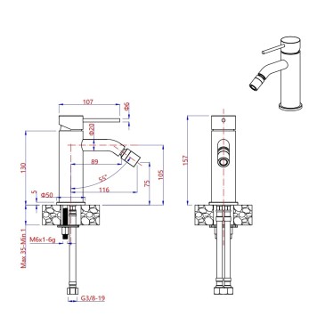 ESSENTIAL (X) - Rubinetto Bidet Acciaio Inox