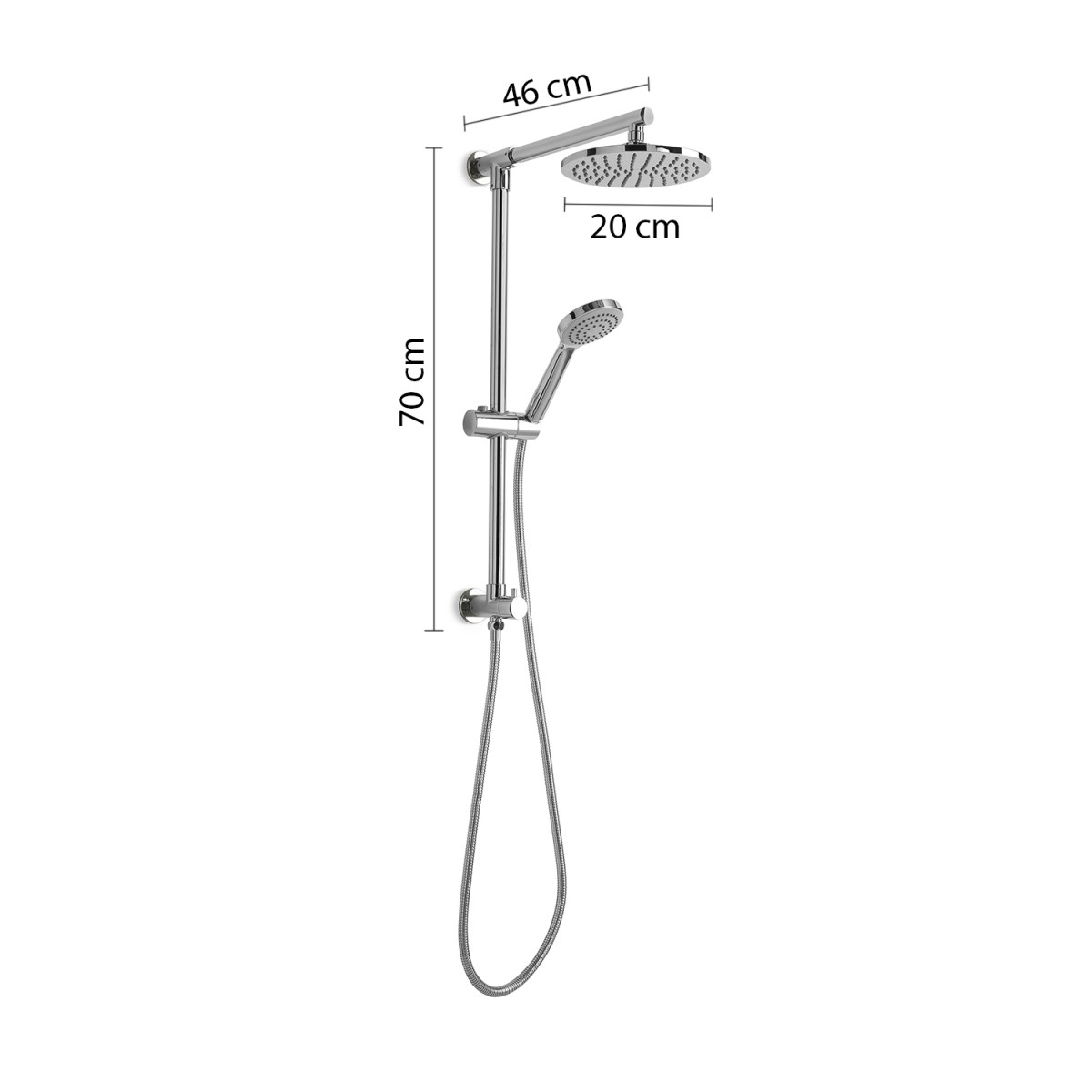 Colonna doccia con presa dell'acqua in alto