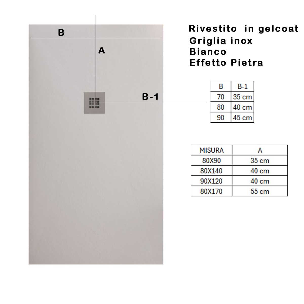 Piatto doccia bianco in marmoresina STAR ARON - OFFERTA SPECIALE