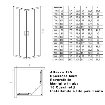 Paroi de douche 3 côtés en cristal pas cher | Assemblage rapide recommandé