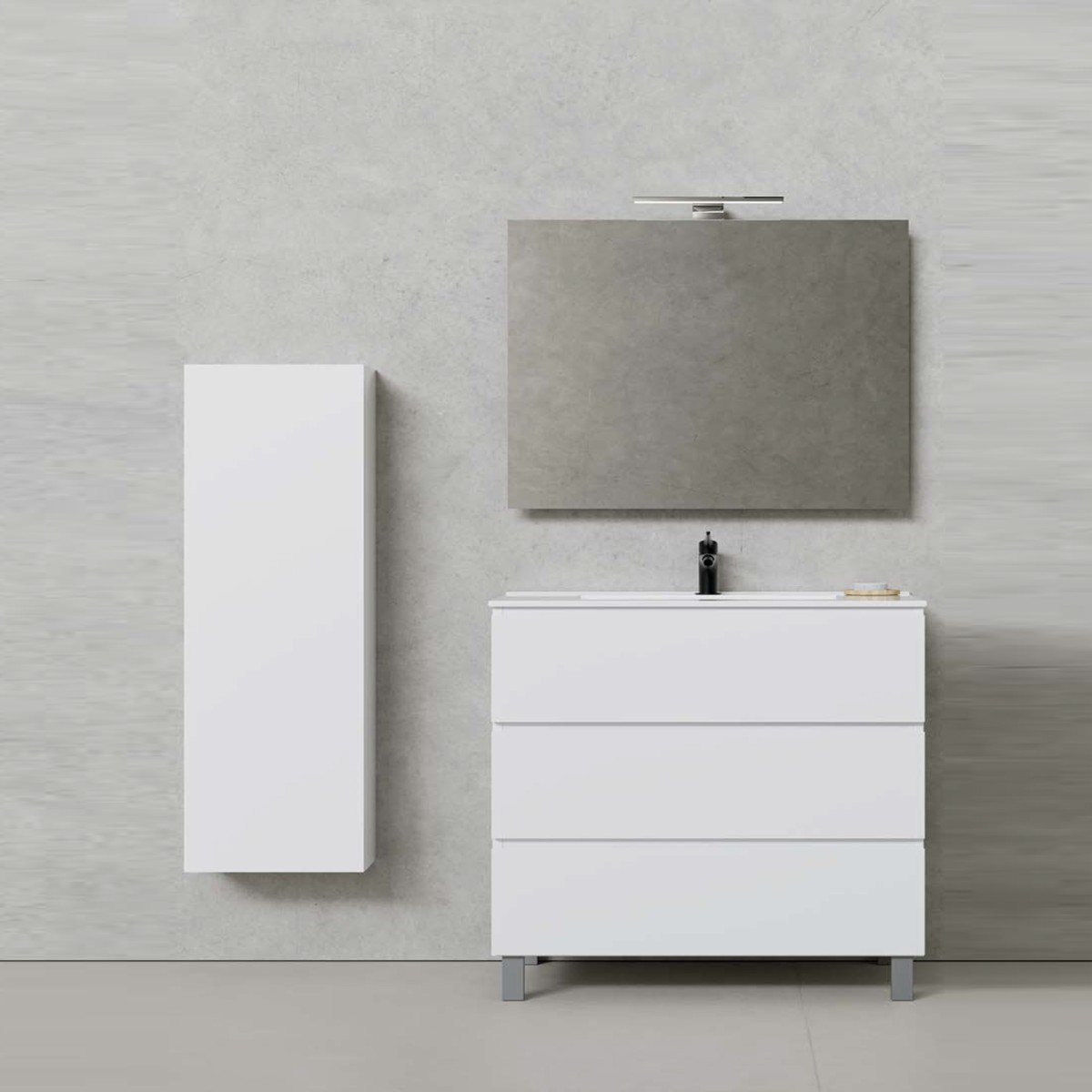 Mobile bagno a terra 80cm Bianco tre cassetti CAINO