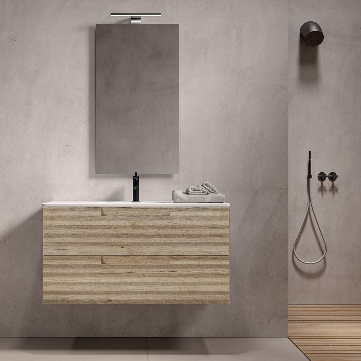 copy of Mobile bagno sospeso 80cm Bianco ondulato ZEN