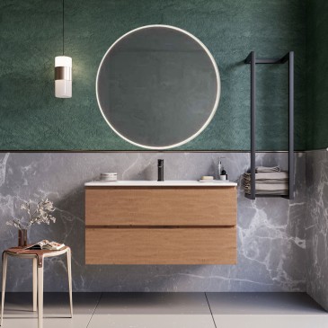 Mobile bagno sospeso 80cm Rovere Cartagena specchio ARMONY