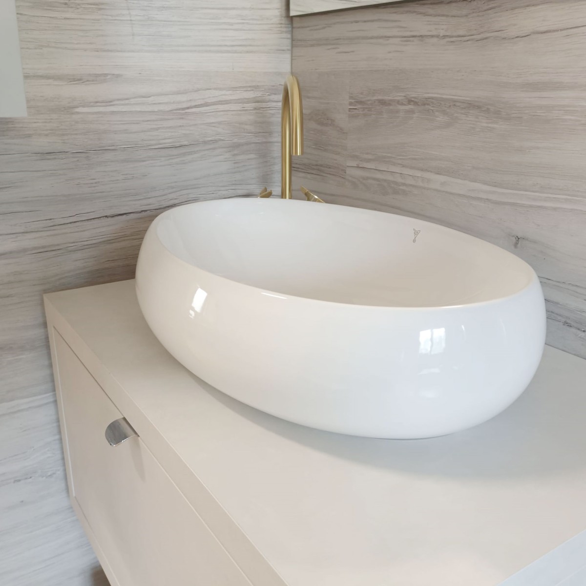 Lavabo da appoggio in cercamica bianco lucido OSCAR 60x40