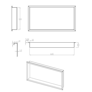 Niche de douche en acier 60x30 profondeur 8cm GLAMOUR