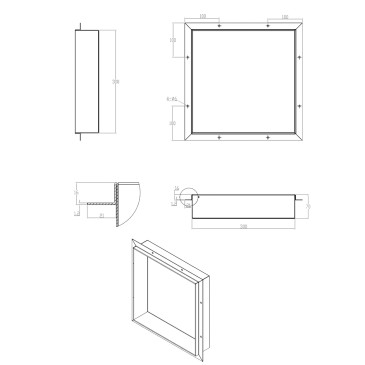 Nicchia da parete 30x30 a filo muro Acciaio Spazzolato Profondità 8cm