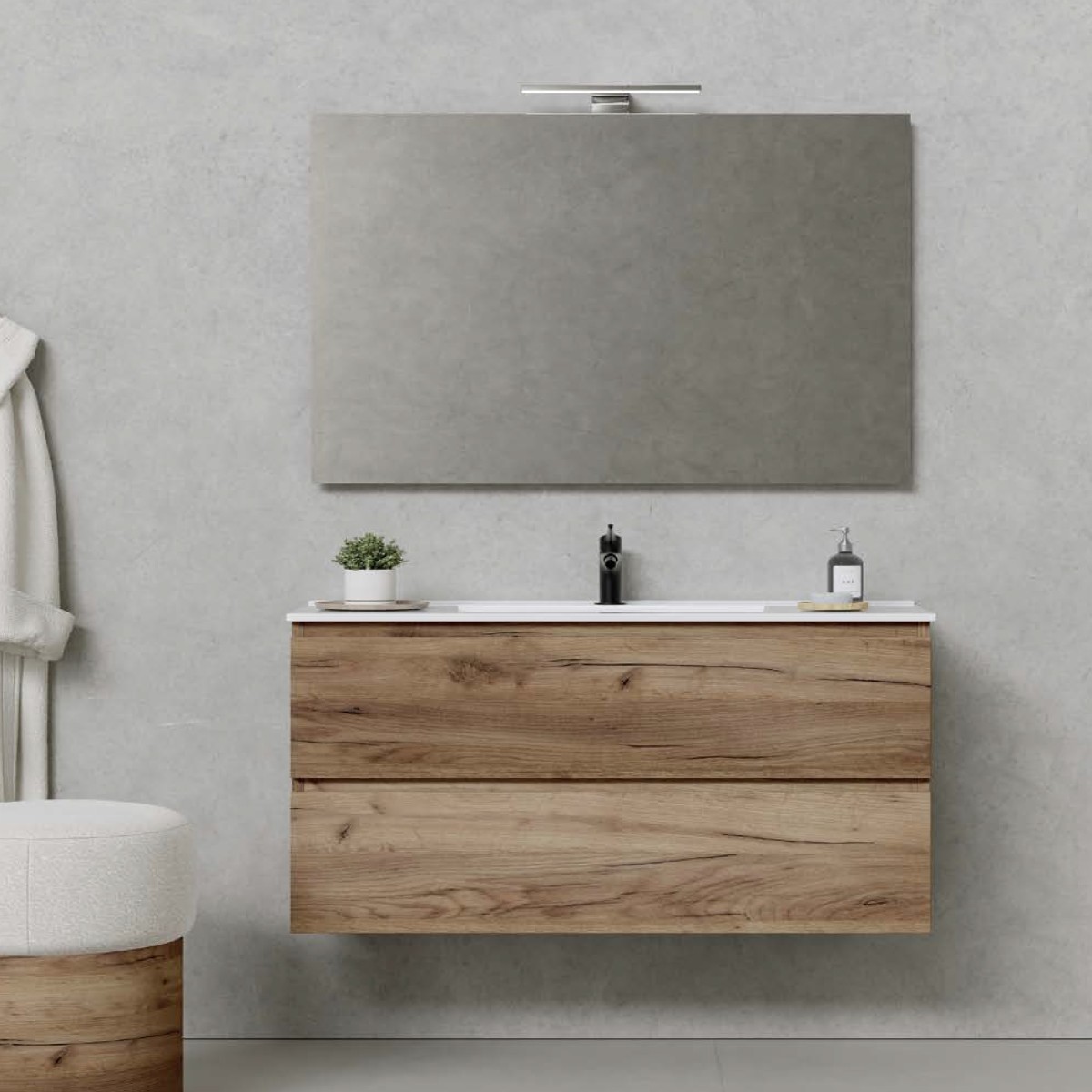 Mobile bagno sospeso 80cm Rovere Alba economico: IN OFFERTA