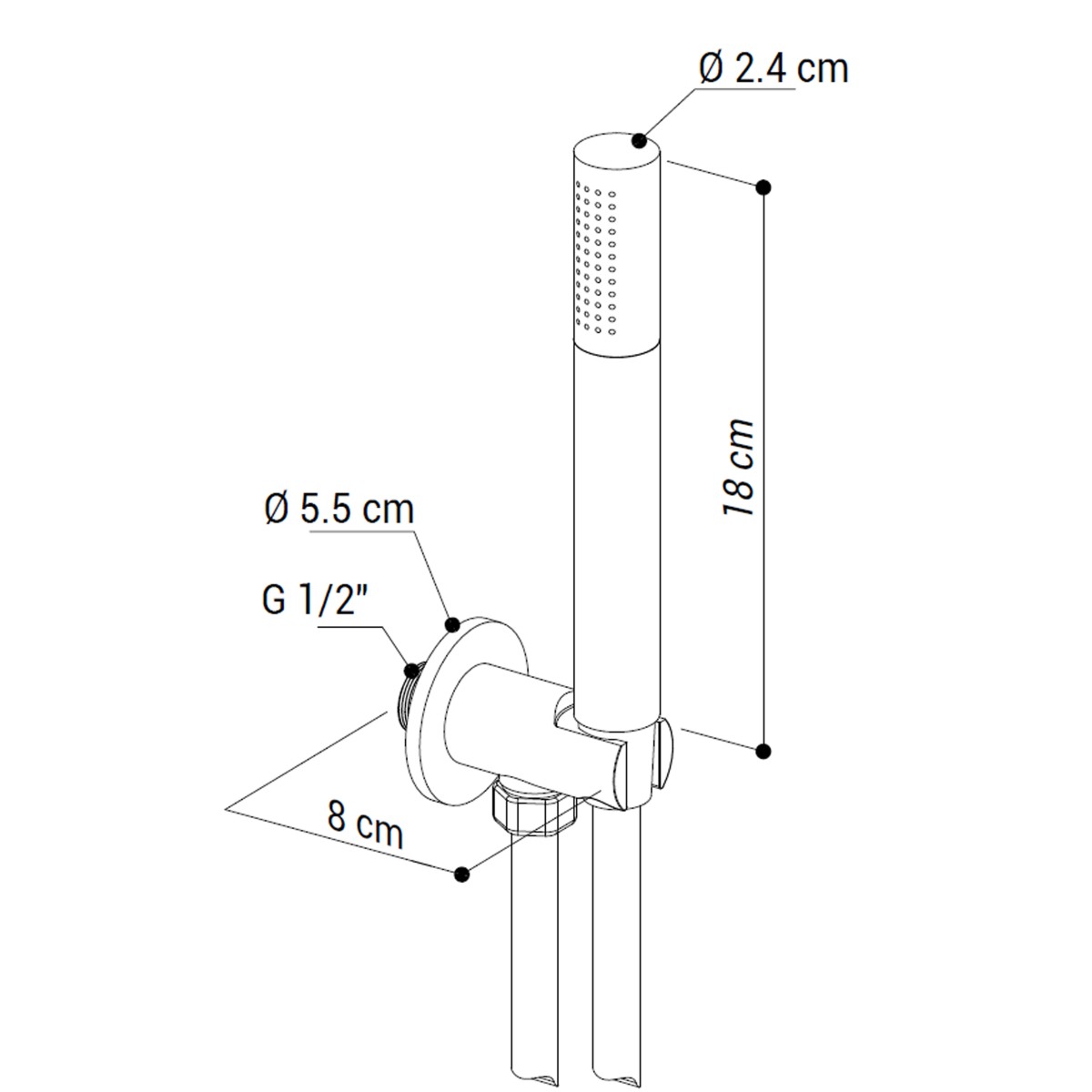 Doccetta tonda con presa acqua in acciaio inox METAFORM