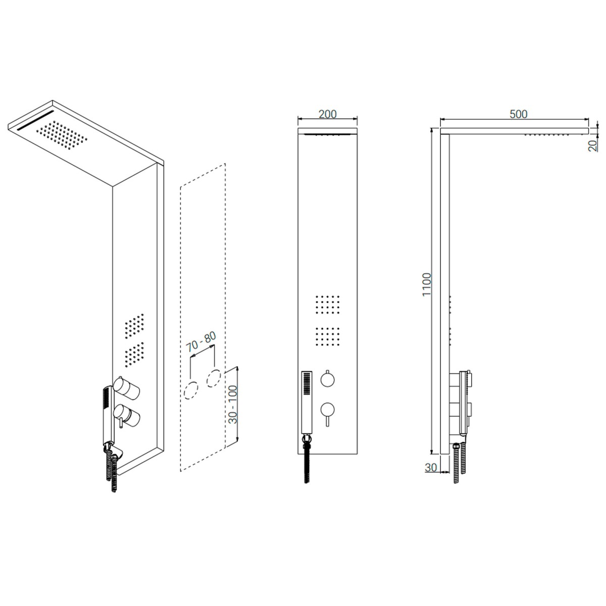 Colonna Doccia TREND in Alluminio Verniciato Bianco