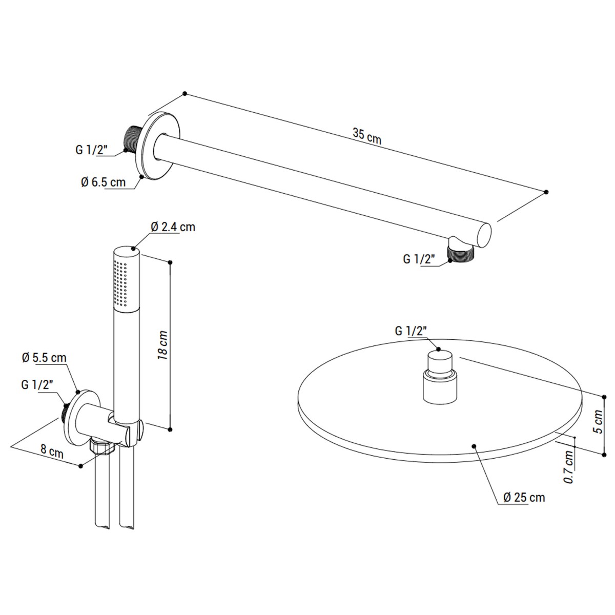 Kit doccia in acciaio spazzolato satinato 5pz Compra ora