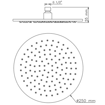 Soffione Cromato per Doccia Effetto Pioggia in Acciaio Inox SEVEN