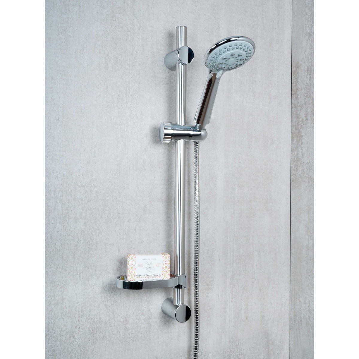 Coulisse de douche avec douchette 5 jets en inox chromé CAPRI