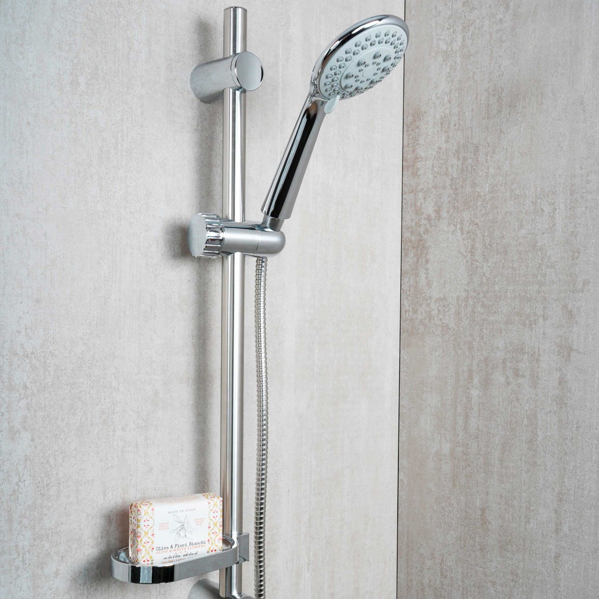 Coulisse de douche avec douchette 5 jets en inox chromé CAPRI