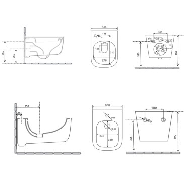 Sanitaires, WC et bidet suspendus avec siège BUBBLE à fermeture douce