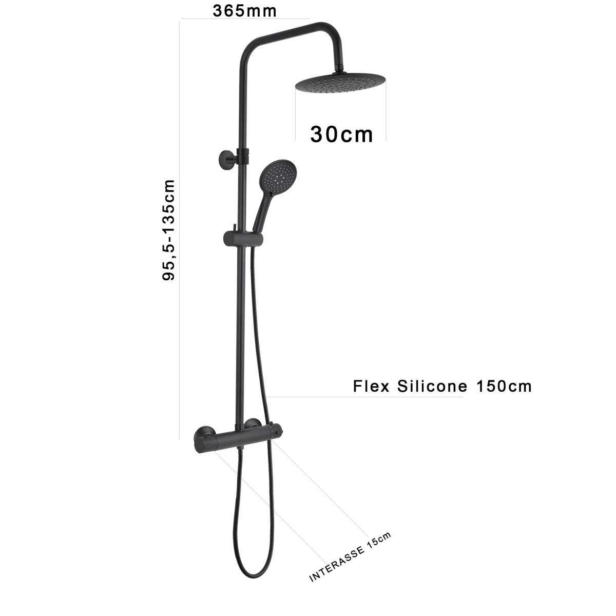 copy of Colonne de douche noire avec mitigeur thermostatique