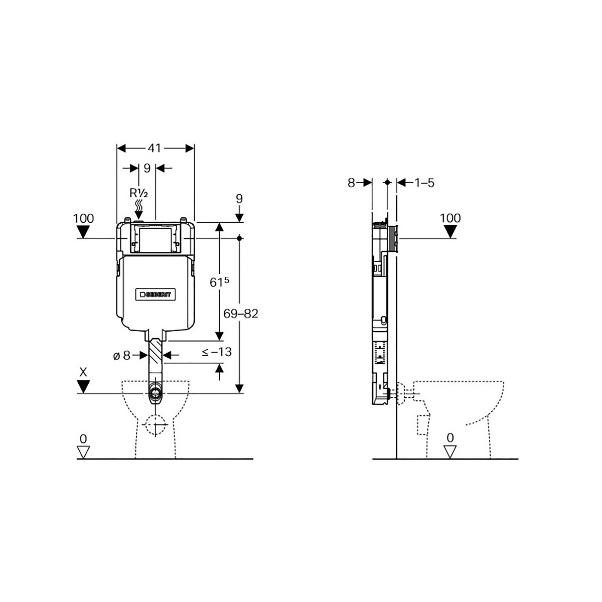 CASSETTA DA INCASSO SIGMA 8 GEBERIT 3-6lt