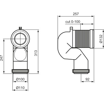 copy of Übersetzte technische Kurve für 18 cm Sole- oder Oceano-Sanitärartikel