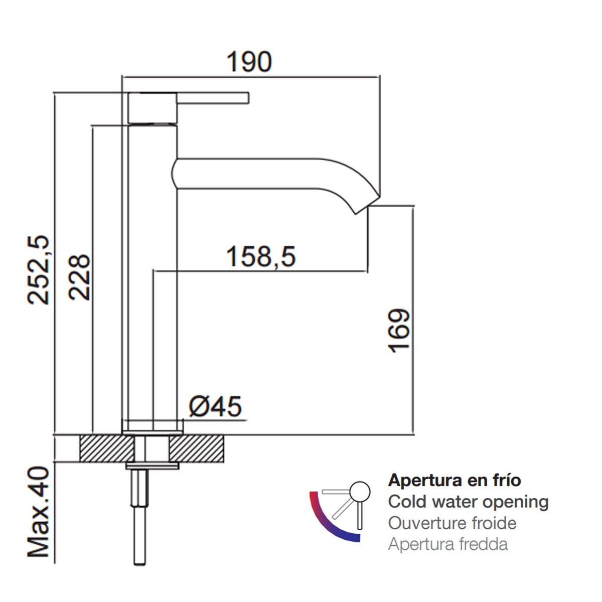 Miscelatore canna alta per lavabo in appoggio Urban