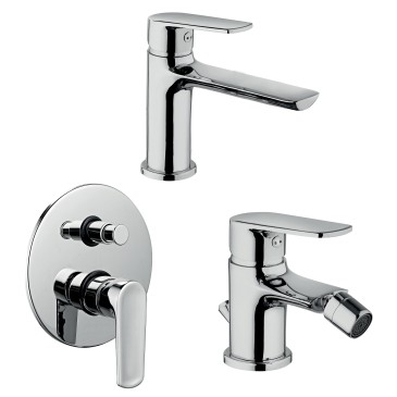 Set Miscelatori Lavabo bidet e doccia cromato crolla Funky