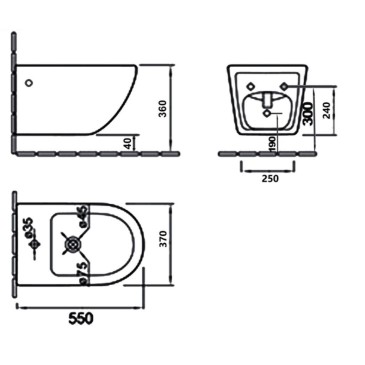 Couple de toilettes et bidet sans rebord | soleil