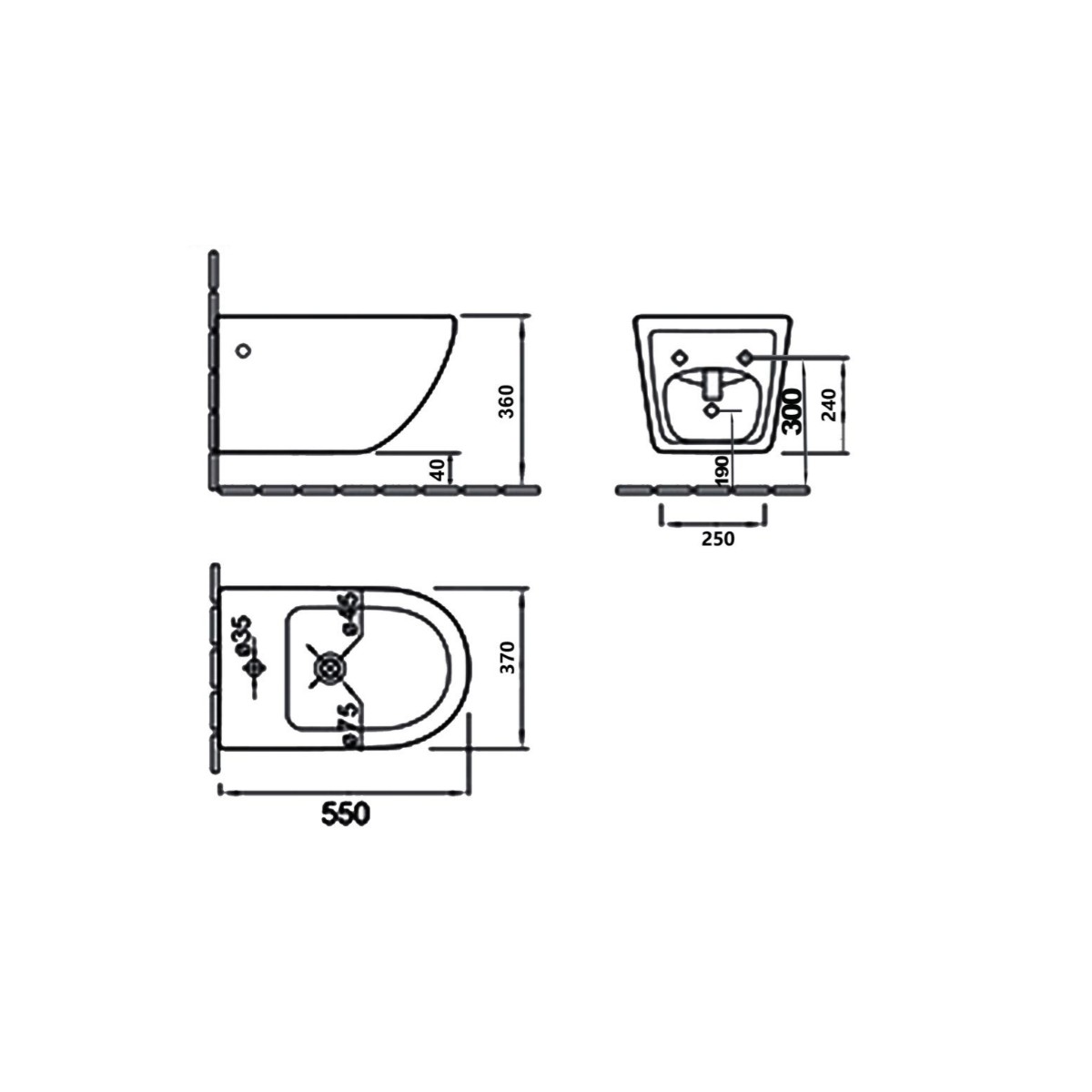 Couple de toilettes et bidet sans rebord | soleil