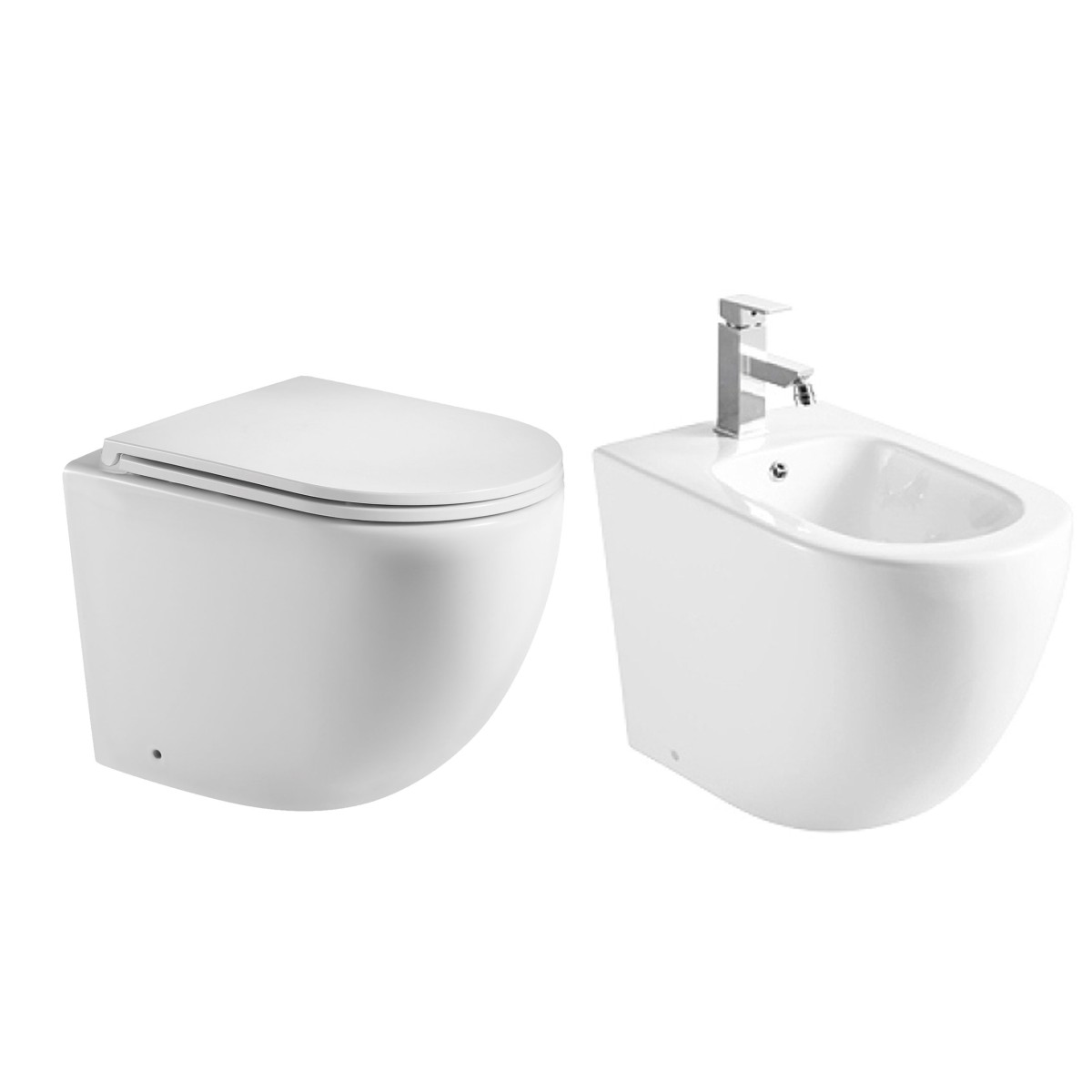 Coppia sanitari wc e bidet senza brida MOON