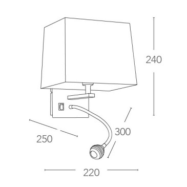 Applique Helly avec abat-jour carré en tissu blanc et lampe de lecture FanEurope