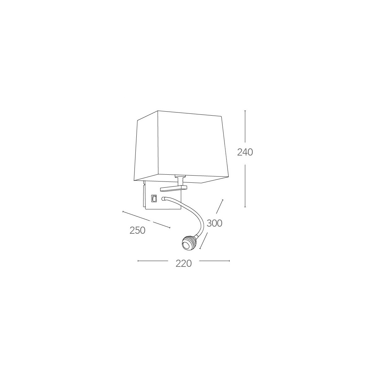 Applique Helly con Paralume Squadrato in Tessuto Bianco e Luce da Lettura FanEurope