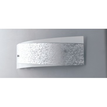 I-PARIS/4512 SIL - Applique Rettangolare Fascia Argento Vetro Bianco Lampada Moderna Interni E27