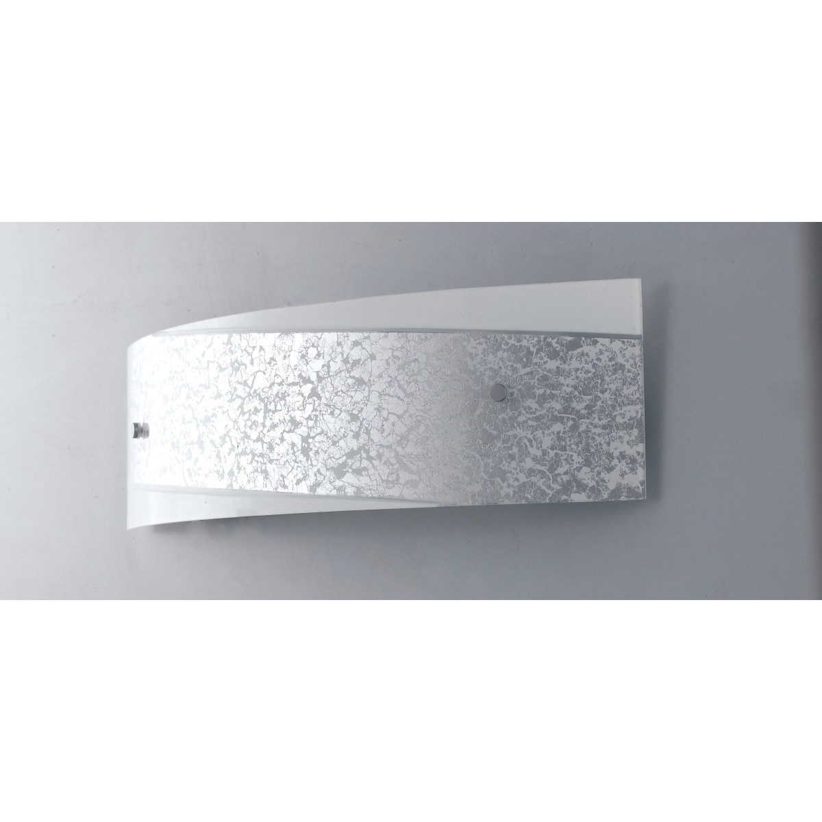 I-PARIS/4512 SIL - Applique Rettangolare Fascia Argento Vetro Bianco Lampada Moderna Interni E27