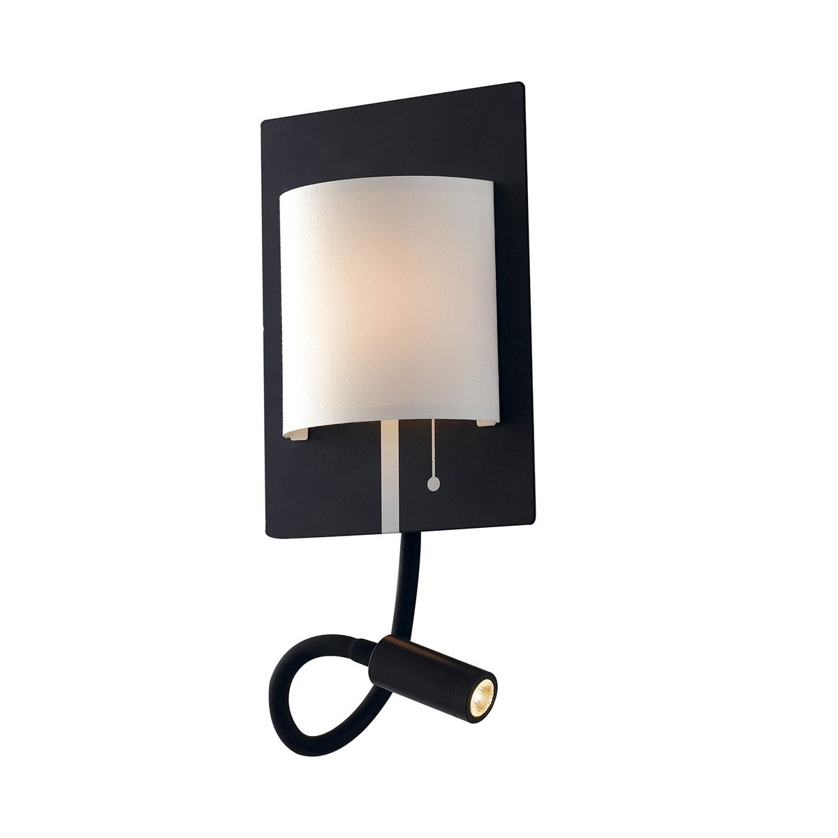 LED-POP-BW - Applique Metallo Nero Paralume Bianco Luce da Lettura Flessibile Led 9 watt Luce Naturale