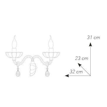 Applique réfléchissante en cristal avec finition dorée et pendentifs suspendus FanEurope